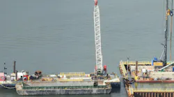 Construction happening on the Hudson River Ground Stabilization project on Dec. 31, 2024.