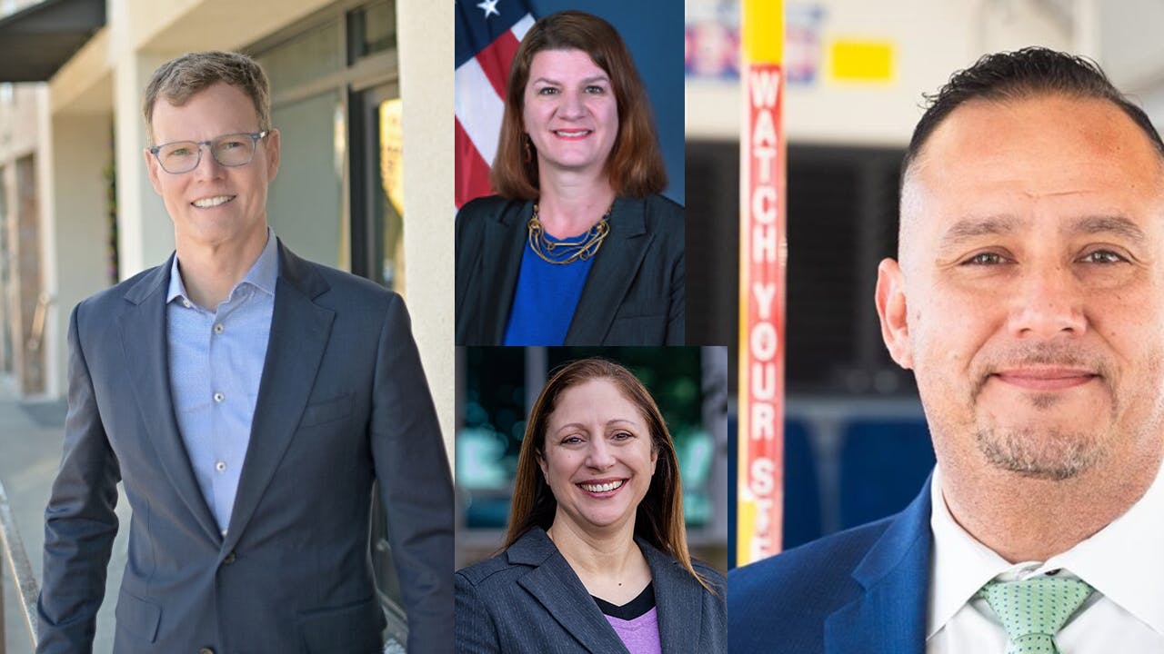 Mike Brennan (left), Mariia Zimmerman (top middle), Karen Kitsis (bottom middle) and Ruben Salas (right).