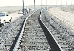 rail tracks with a buckle rail tracks with a buckle