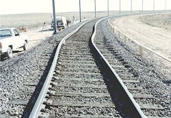 rail tracks with a buckle rail tracks with a buckle