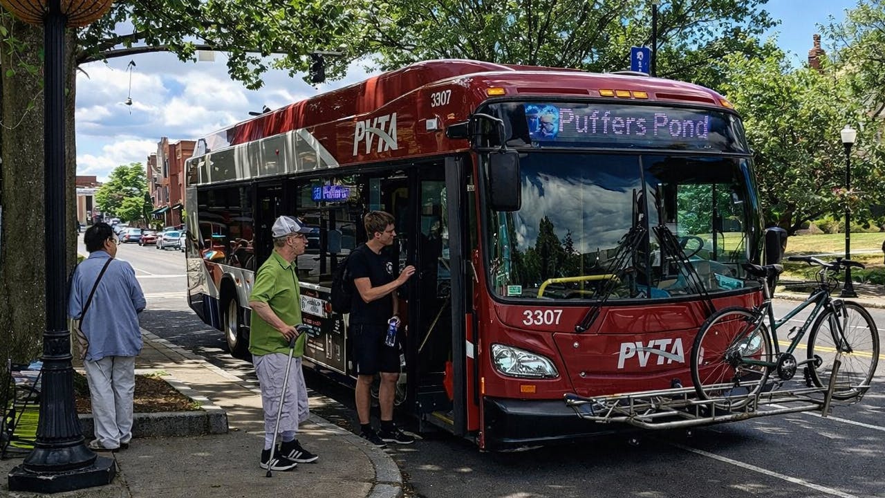 A Pioneer Valley Transit Authority bus.