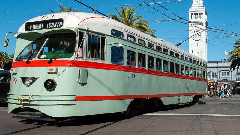 A San Francisco Municipal Transportation Agency heritage Muni train.