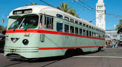 A San Francisco Municipal Transportation Agency heritage Muni train.
