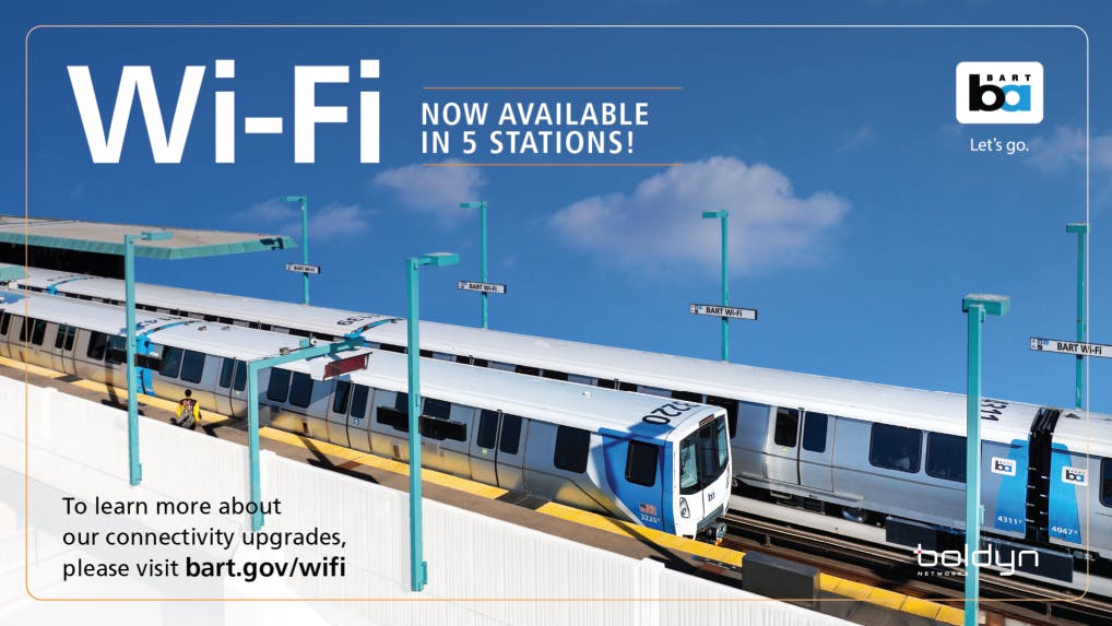 Riders on Bay Area Rapid Transit systems can now access free Wi-Fi at five heavily traveled stations.