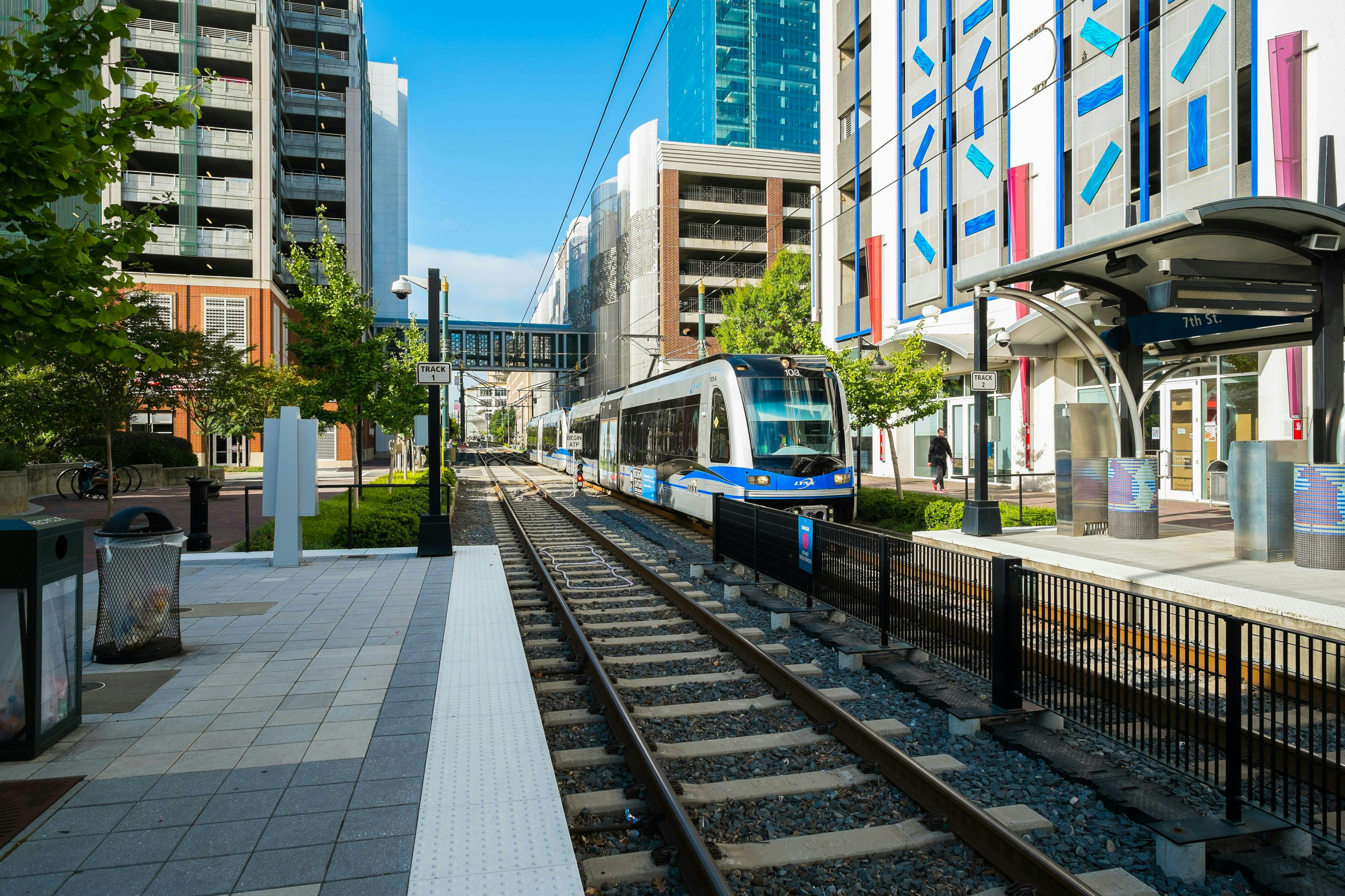 CATS light-rail train in Charlotte, NC