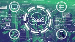 software as a service concept with downtown San Francisco skyline buildings software as a service concept with downtown San Francisco skyline buildings