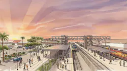The image displays a rendering of one of the future stations for the corridor.