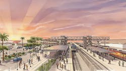 The image displays a rendering of one of the future stations for the corridor. The image displays a rendering of one of the future stations for the corridor.