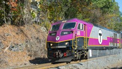 A Massachusetts Bay Transportation Authority locomotive in Wellesley, Mass. A Massachusetts Bay Transportation Authority locomotive in Wellesley, Mass.