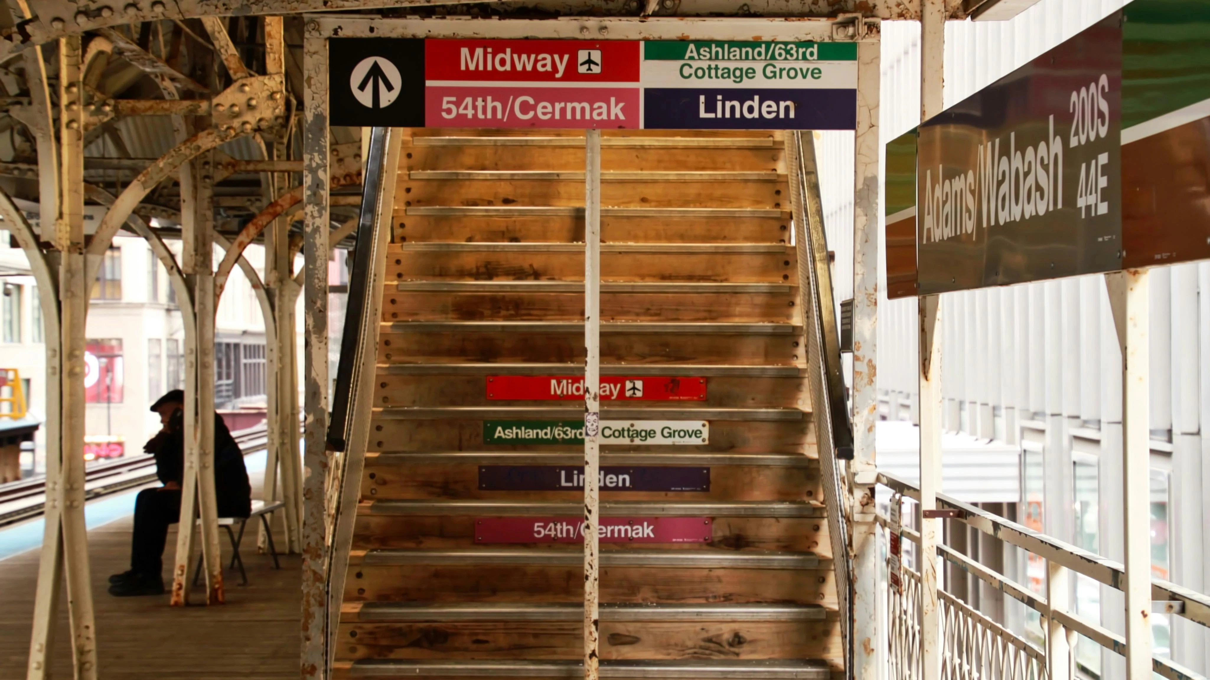 The image shows A Chicago L train station, a station eligible for refurbishment as the CTA is a qualifying legacy operator.