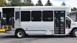 A Coach & Equipment Bus Sales paratransit vehicle. A Coach & Equipment Bus Sales paratransit vehicle.