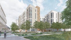 A rendering of the Parcel A South building. A rendering of the Parcel A South building.