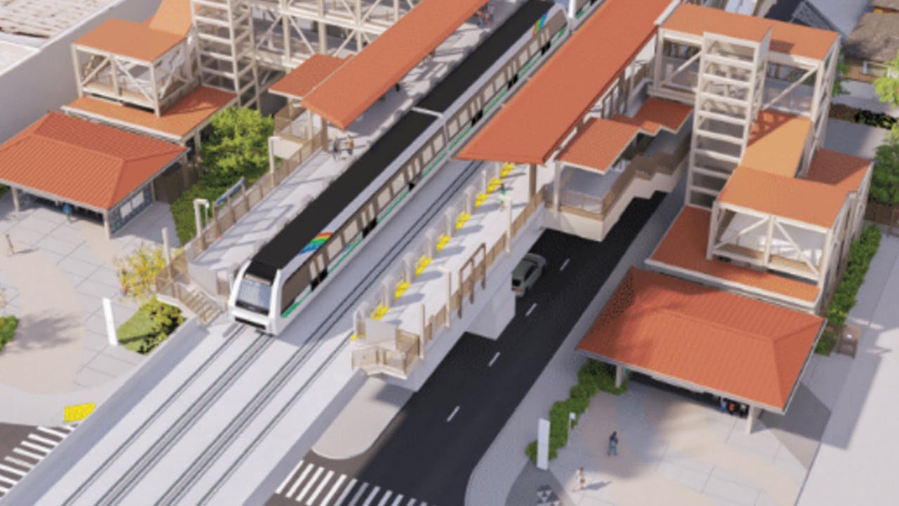 Rendering of the future Mokauea Skyline Station, located across from the former Dee Lite Bakery site selected for redevelopment.
