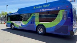 A Metropolitan Evansville Transit System electric bus. A Metropolitan Evansville Transit System electric bus.