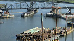The image shows the construction of the Portal North Bridge.