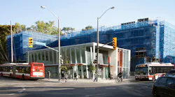 People walk, bike and board buses around the new Forest Hill Station.