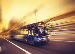 bus in motion blur on street bus in motion blur on street