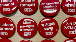 Denver Regional Transportation District has introduced multilingual “I Speak” pin-back buttons for frontline employees. Denver Regional Transportation District has introduced multilingual “I Speak” pin-back buttons for frontline employees.