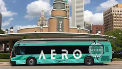 The Aero service uses 40-foot buses that run on natural gas. The Aero service uses 40-foot buses that run on natural gas.