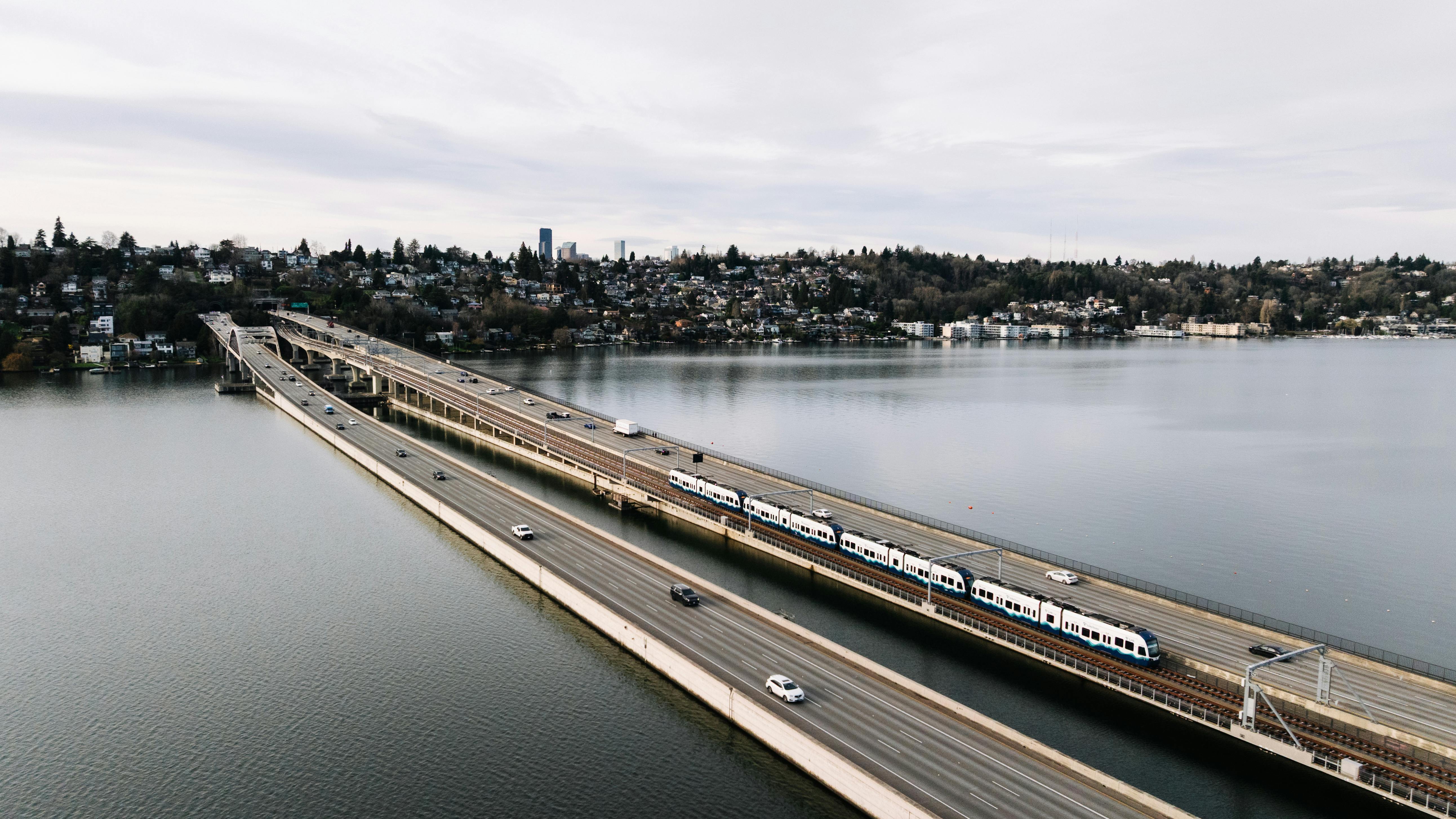 The image shows the new Crosslake Connection bridge over the water.