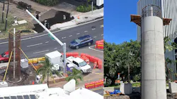 The Honolulu Authority for Rapid Transportation completed the first guideway column of Skyline’s Segment 3. The Honolulu Authority for Rapid Transportation completed the first guideway column of Skyline’s Segment 3.