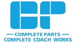 The Complete Parts by Complete Coach Works logo. A light blue geometric monogram of the letters 'CP' sits above the text '— COMPLETE PARTS — COMPLETE COACH WORKS' in matching blue on a white background. The Complete Parts by Complete Coach Works logo. A light blue geometric monogram of the letters 'CP' sits above the text '— COMPLETE PARTS — COMPLETE COACH WORKS' in matching blue on a white background.