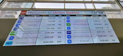 Digital display visible at Denver Union Station. Digital display visible at Denver Union Station.