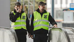 HALOS bodycams on transit police officers. HALOS bodycams on transit police officers.