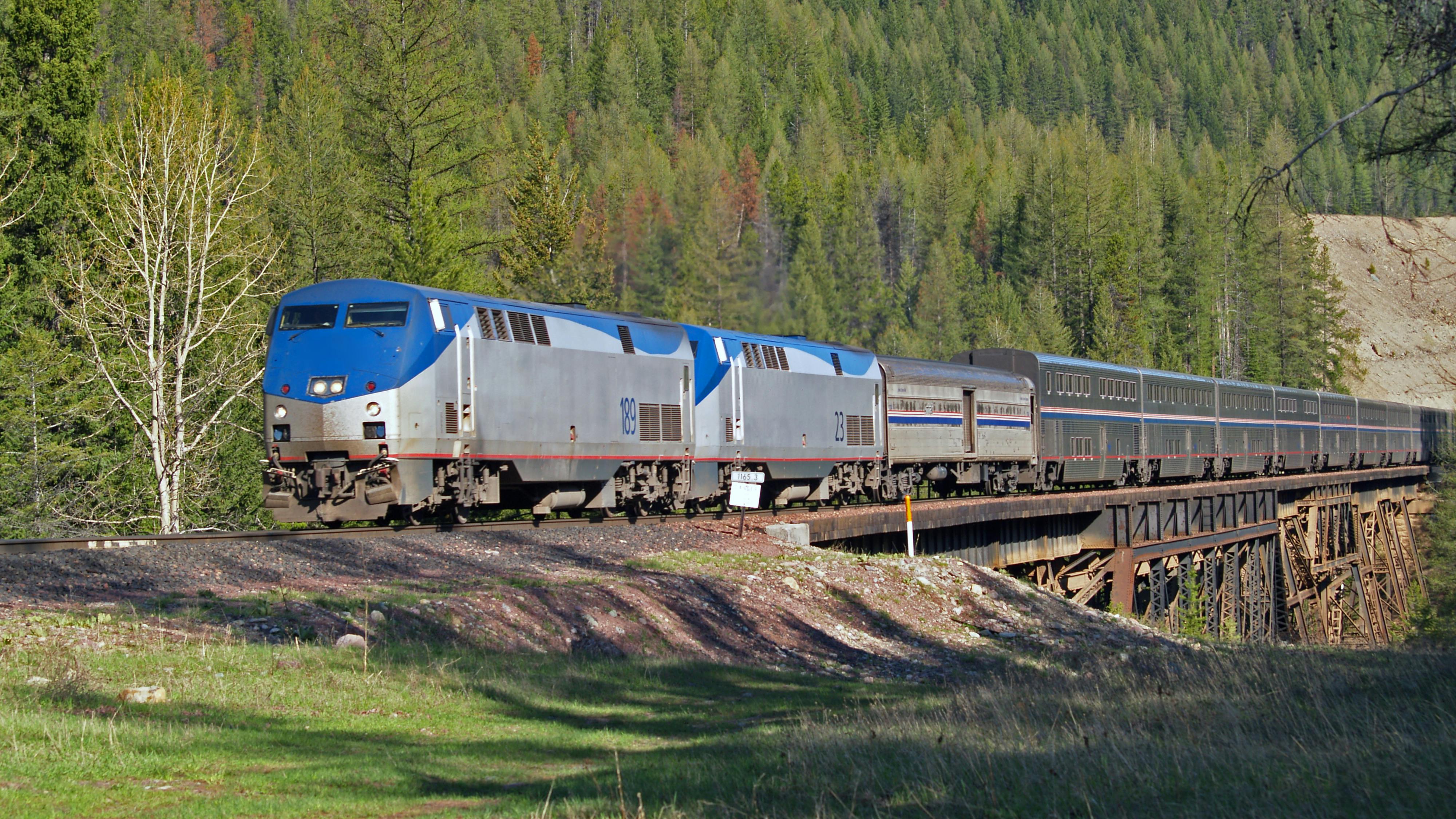 This image of the passenger train crossing the trestle was taken in NW Montana near Essex.