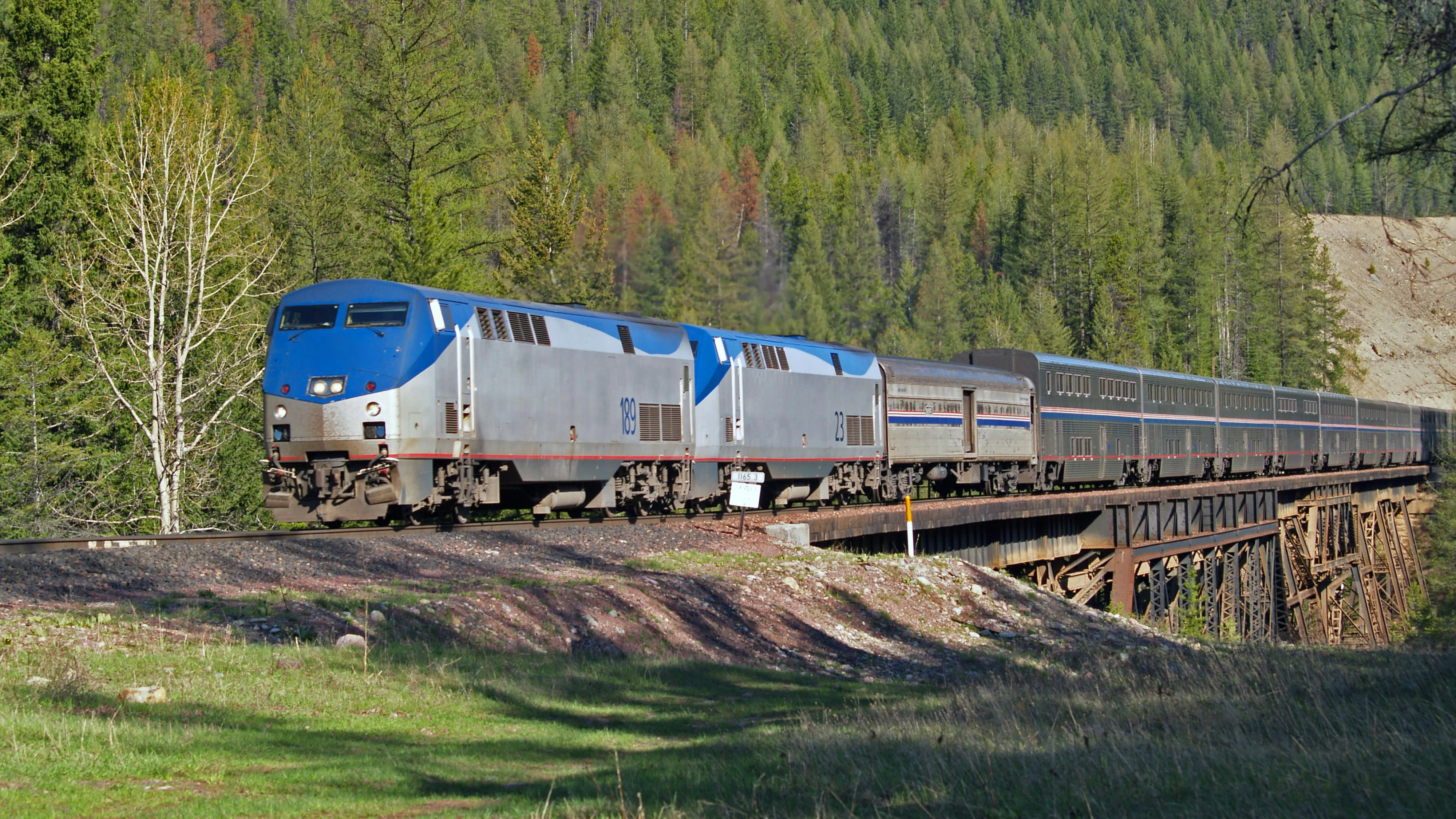 This image of the passenger train crossing the trestle was taken in NW Montana near Essex.
