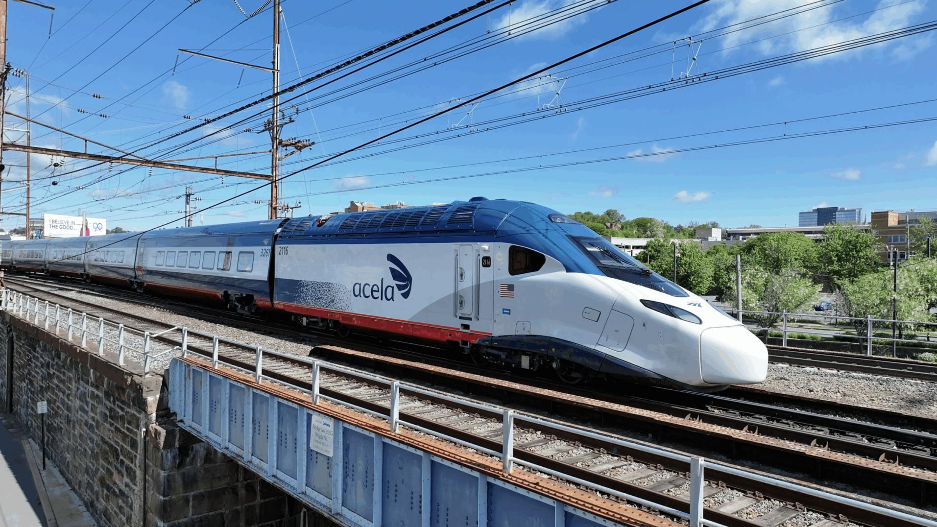 An Amtrak Acela train.