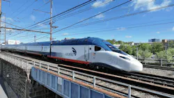 An Amtrak Acela train. An Amtrak Acela train.