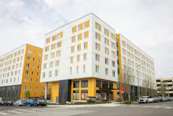 The outside of the Copperleaf apartment building. The outside of the Copperleaf apartment building.
