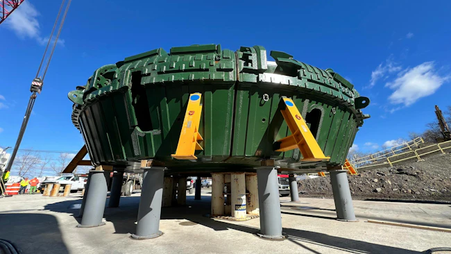 The cutterhead for tunnel boring machine S-1431 at the Palisades Portal site.