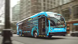 A city of Regina battery-electric bus from Nova Bus. A city of Regina battery-electric bus from Nova Bus.