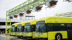 Schunk Transit Solutions has installed 123 inverted pantographs at King County Metro’s Tukwila Base bus depot. Schunk Transit Solutions has installed 123 inverted pantographs at King County Metro’s Tukwila Base bus depot.