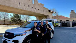 Transit safety officers standing in front of the Alvarado Transportation Center in downtown Albuquerque. Transit safety officers standing in front of the Alvarado Transportation Center in downtown Albuquerque.