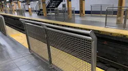 A New York City-style platform barrier. A New York City-style platform barrier.