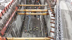 crew pours concrete for Hudson yards concrete casing - section 3 crew pours concrete for Hudson yards concrete casing - section 3