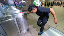 A Los Angeles County Metropolitan Transportation Authority rider using contactless payments. A Los Angeles County Metropolitan Transportation Authority rider using contactless payments.