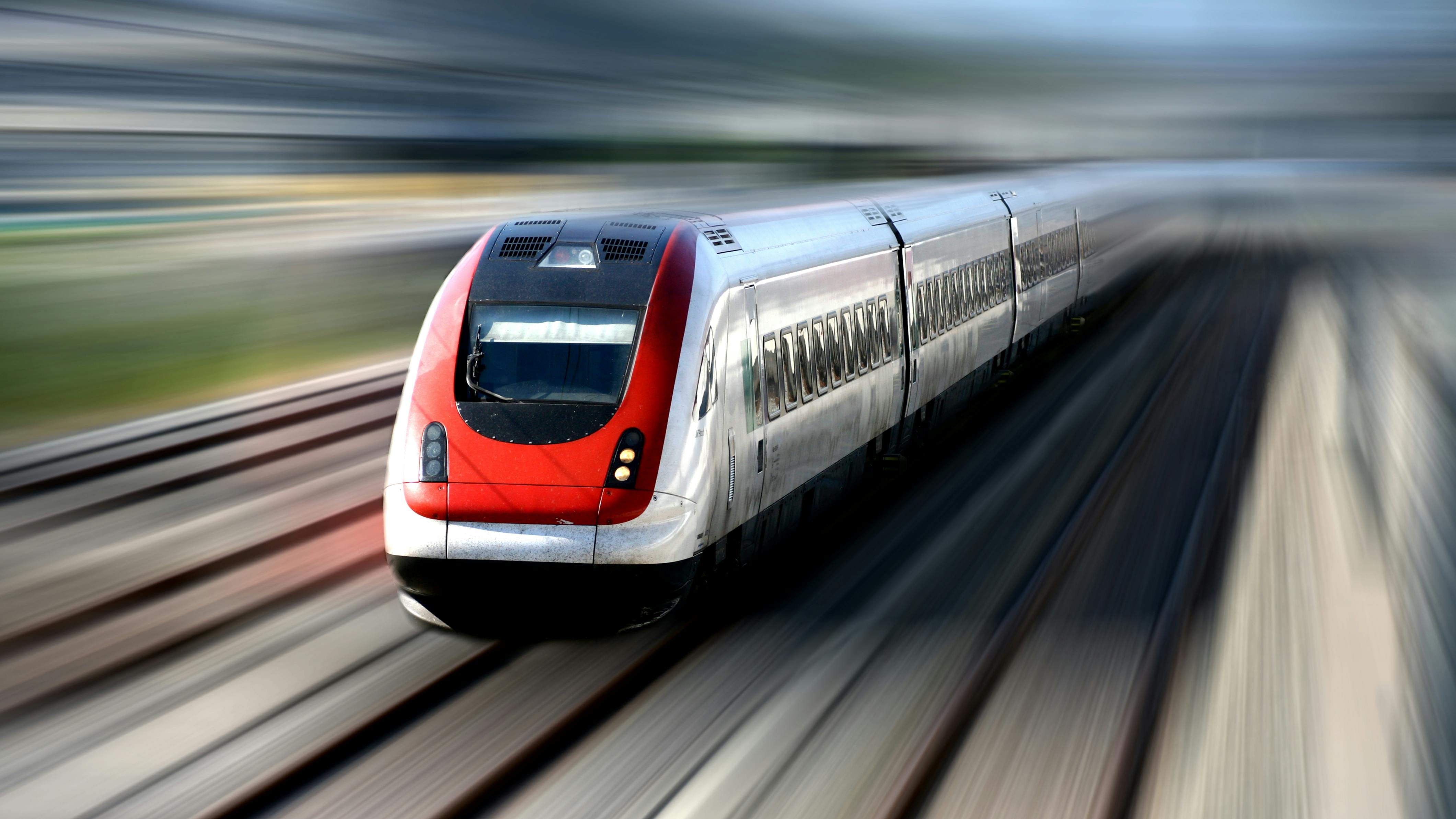 passenger train with motion blur