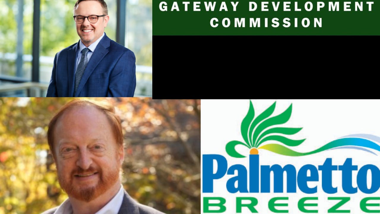 Chris Warner (top left), Gateway Development Commission logo (top right), John Bartlett (bottom left), Lowcountry Regional Transportation Authority logo (bottom right). Not pictured: Charles Mitchell Jr., Maria Anderson.
