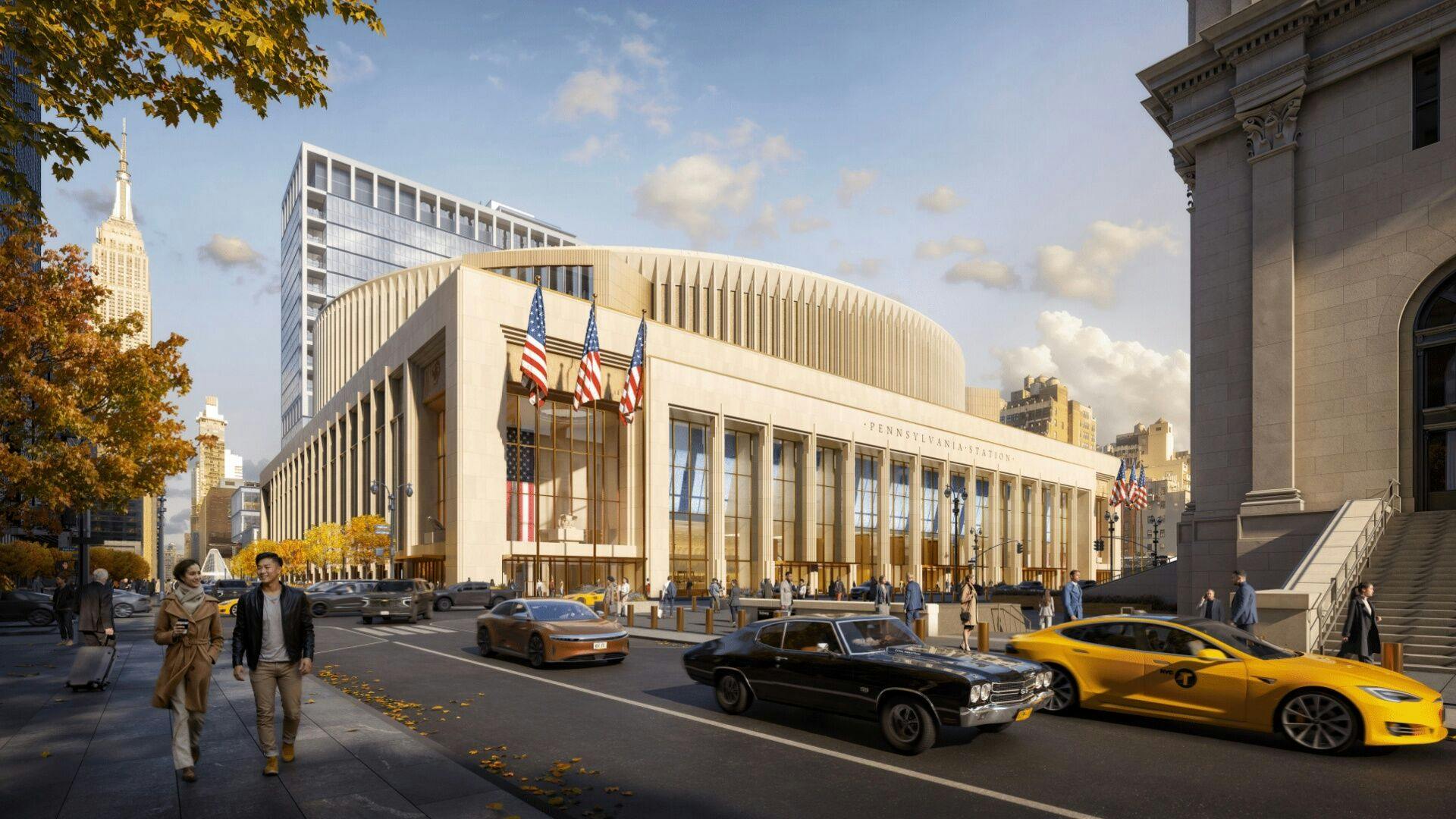 A rendering of the redeveloped Penn Station.