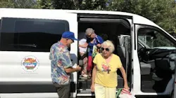Senior citizens getting out of an Orange County Transportation Authority (OCTA) van as part of the OCTA Senior Mobility Program. Senior citizens getting out of an Orange County Transportation Authority (OCTA) van as part of the OCTA Senior Mobility Program.