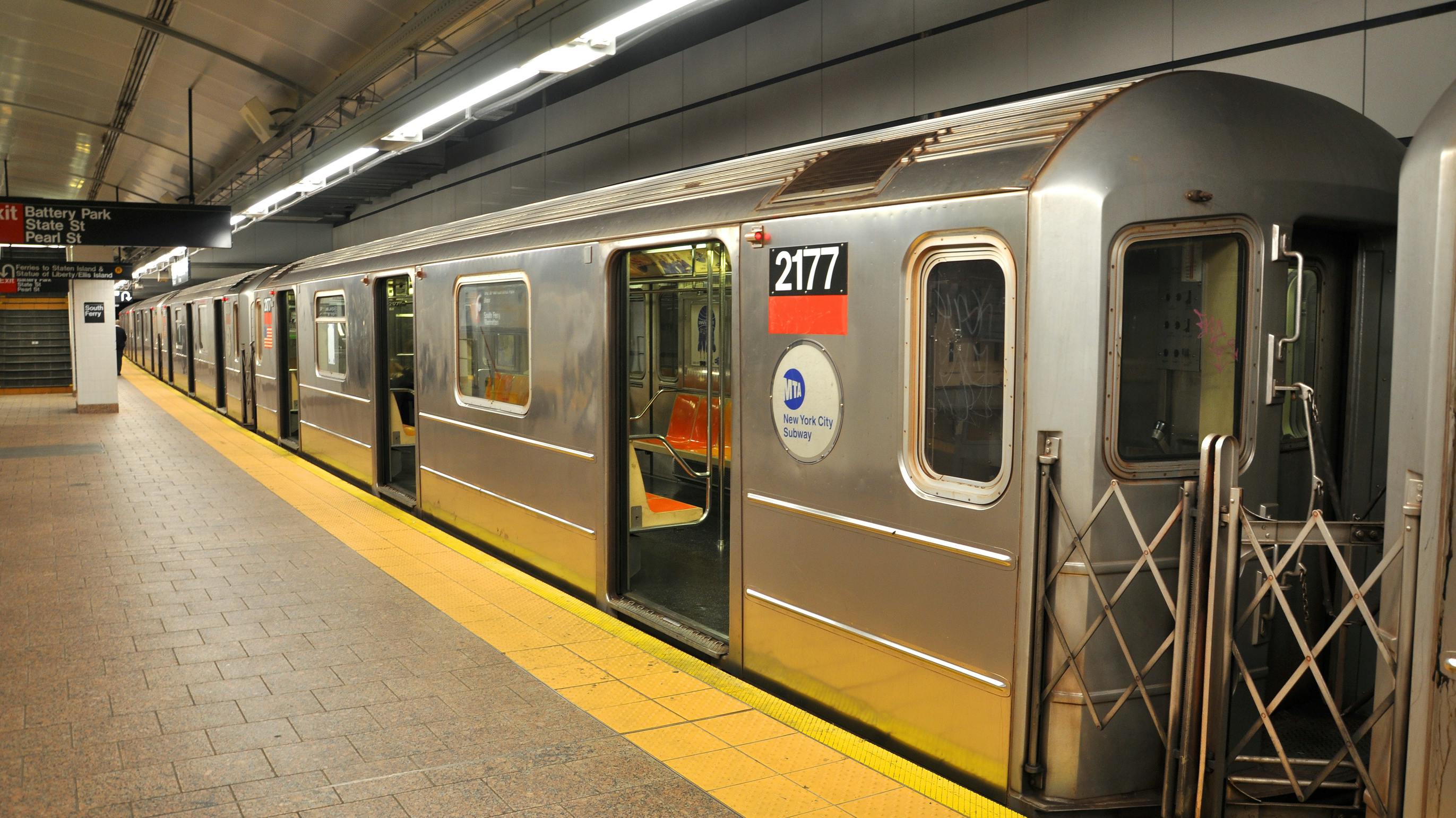 A New york City Metropolitan Transportation Authority subway in Manhattan.