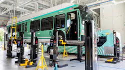 A Detroit Department of Transportation bus at the new terminal complex facility.