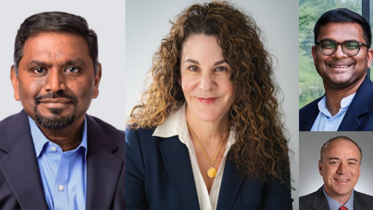 Frank Antonysamy (left), Kristen Shaheen (middle), Balajee Kannan (top right) and Matt Garland (bottom right).
