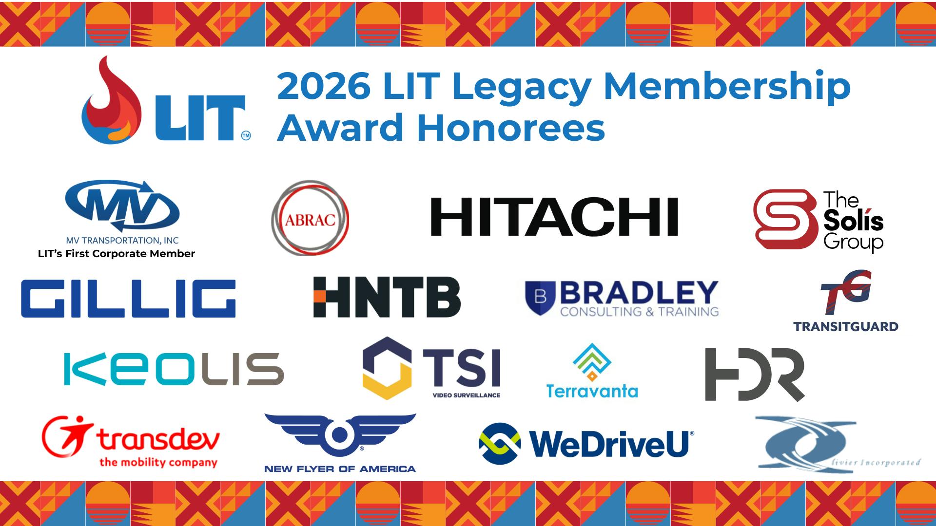 group of company logos recognized as LIT legacy membership award recipients