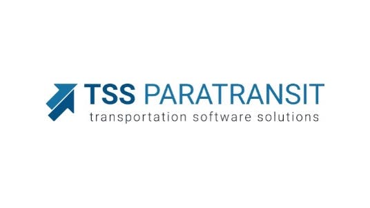 TSS Paratransit logo with the test 'transportation software solutions' below its name.