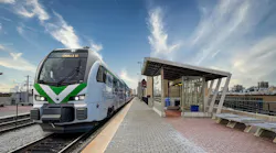 rendering of Metra's flirt train next to level boarding platform